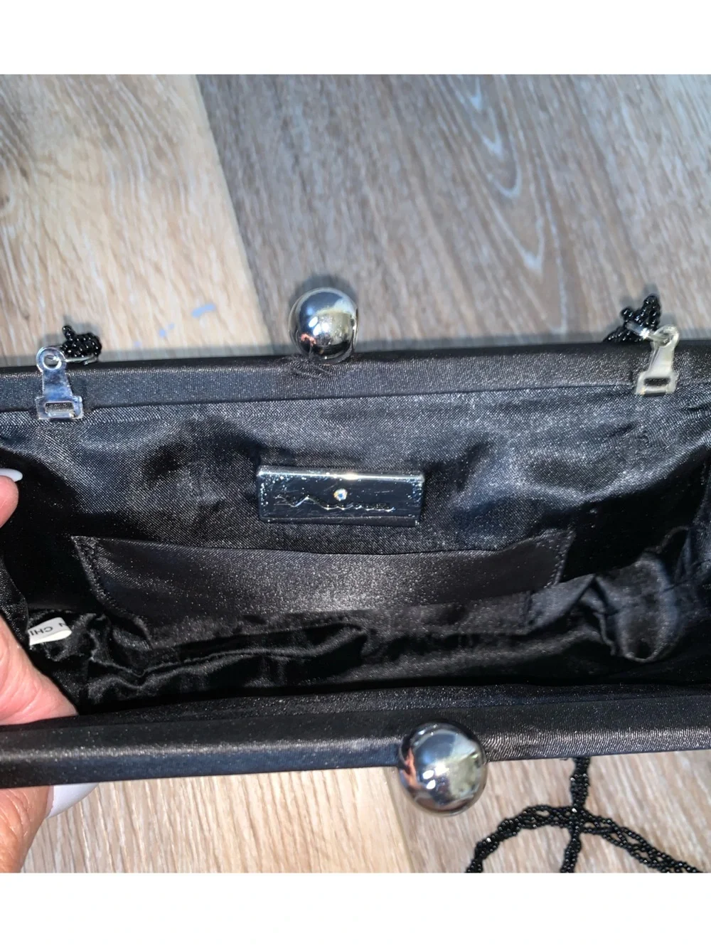 Nina vintage black lace & floral embellished clutch crossbody bag